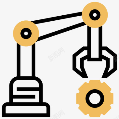 机械臂工业过程27黄色阴影图标图标