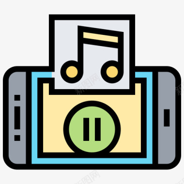手机qq音乐应用音乐智能手机应用程序线性颜色图标图标