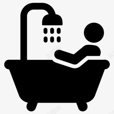 浴缸浴室放松图标图标