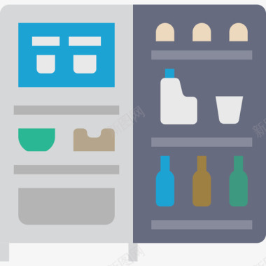 冰箱冰箱厨房和厨具3个扁平图标图标