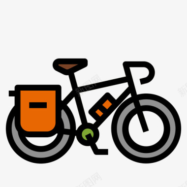 旅游自行车28线性颜色图标图标
