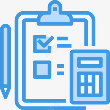 纯净蓝色检查表业务概念7蓝色图标图标