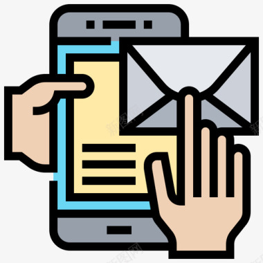 邮件智能手机应用程序线性颜色图标图标