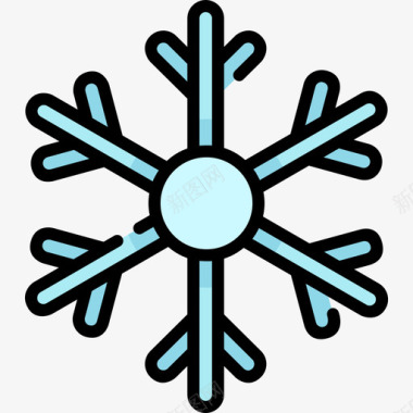 雪花冬季运动24线性颜色图标图标