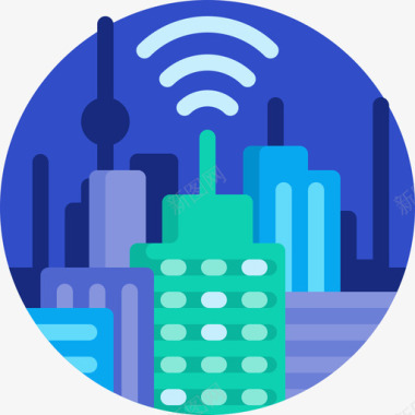 智能城市科技74平坦图标图标