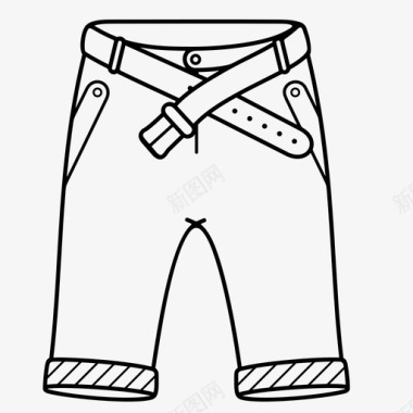 男式休闲短裤皮带口袋图标图标