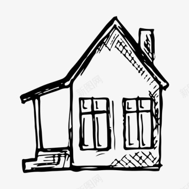 手绘简约房子房子建筑涂鸦图标图标