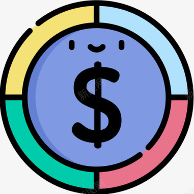 货币矢量图预算货币81线性颜色图标图标