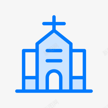 教堂复活节52蓝色图标图标