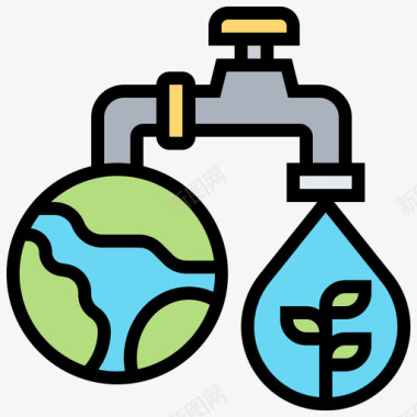 全球变暖图片素材下载水全球变暖线性颜色图标图标
