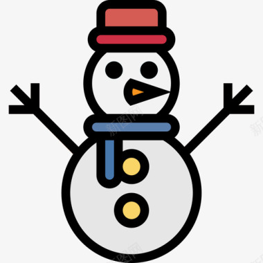 雪人冬天59线性颜色图标图标