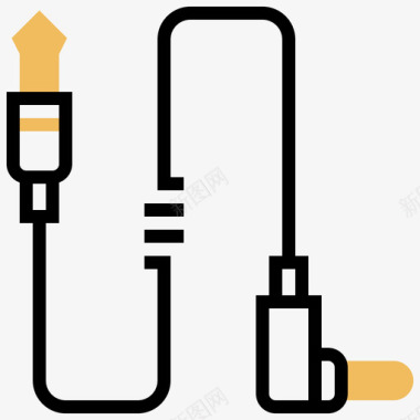 插孔连接器连接器类型5黄色阴影图标图标