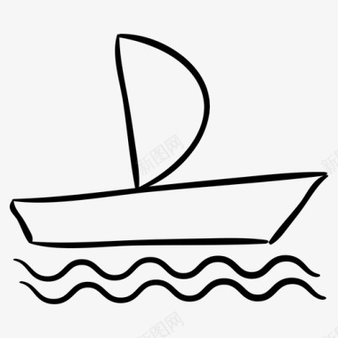 船帆船体育手绘图标图标