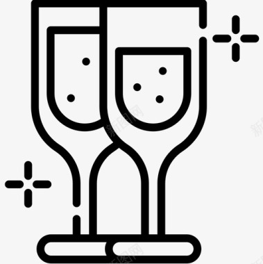 香槟酒杯新年21直线型图标图标