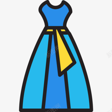时尚的连衣裙时尚4线性颜色图标图标