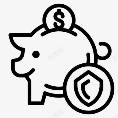 小猪货币保险银行商业图标图标