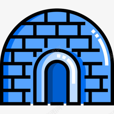 冬季雪山冰屋冬季50线性颜色图标图标