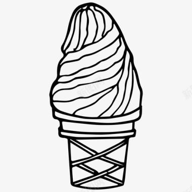 冰淇淋筒甜点手绘图标图标