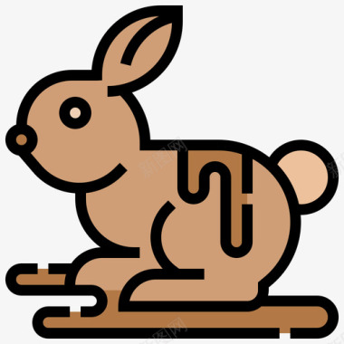 巧克力兔子复活节46线形颜色图标图标
