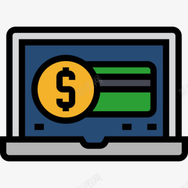 信用卡支付网上支付银行金融30线颜色图标图标