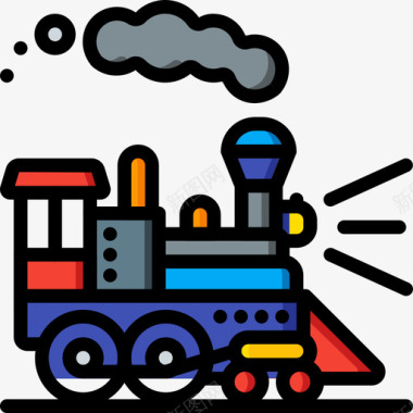 火车蒸汽朋克5线性颜色图标图标