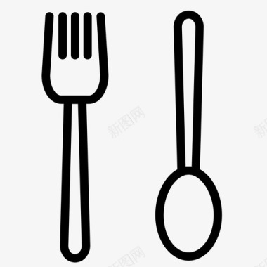 叉子和勺子厨师烹饪图标图标