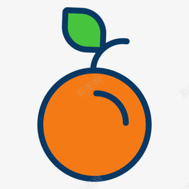 橙色水果和蔬菜36线形颜色图标图标