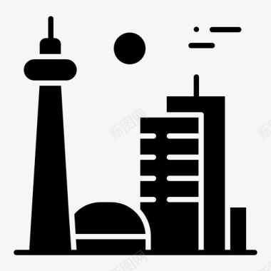 建筑与城市加拿大多伦多市著名城市建筑实心雕文图标图标