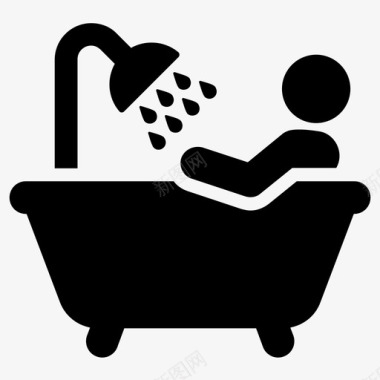 浴缸浴室放松图标图标