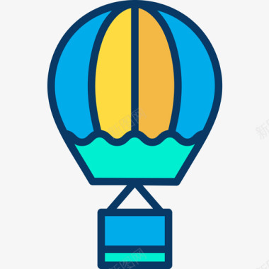 气球热气球运输141线颜色图标图标