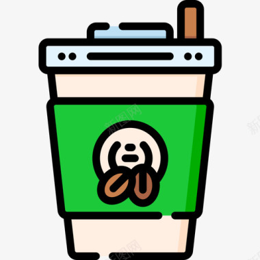 咖啡创意工艺64线性颜色图标图标