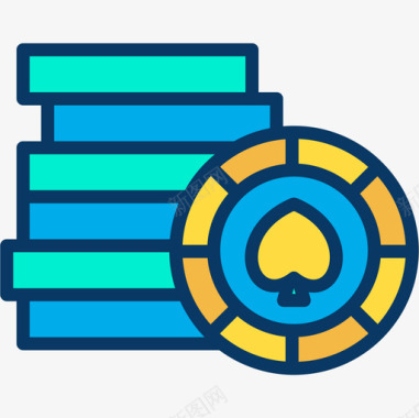 金额筹码扑克筹码赌场44线性颜色图标图标