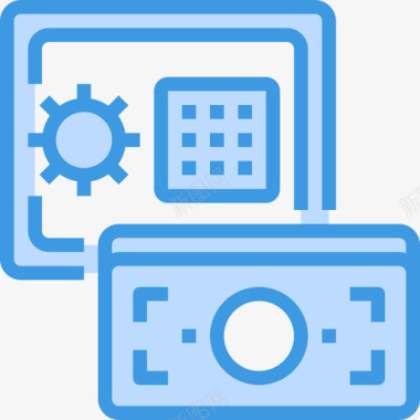 蓝色迷你保险箱保险箱商务概念7蓝色图标图标
