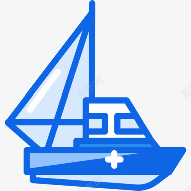 帆船海滨4号蓝色图标图标