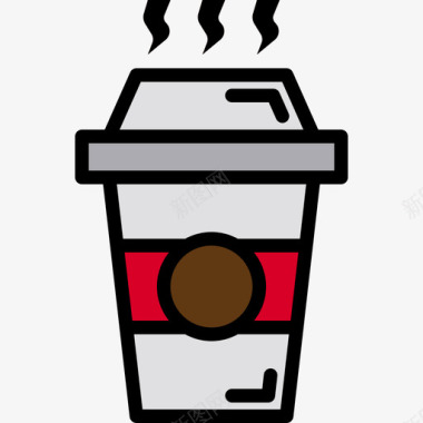 热咖啡街头食品原色图标图标