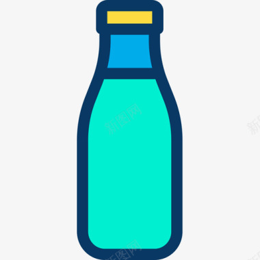 牛奶瓶厨房50线性颜色图标图标