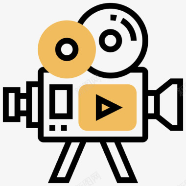 电影摄影机音乐和多媒体5黄色阴影图标图标