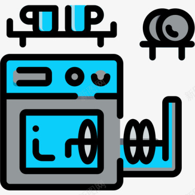矢量洗碗洗碗机家用电子4线性颜色图标图标