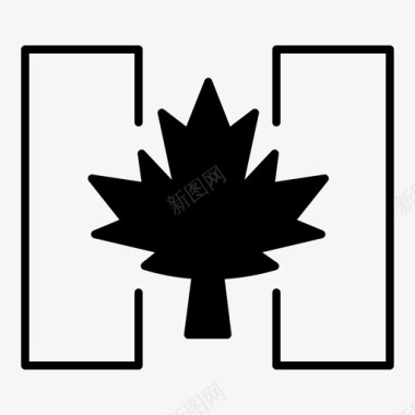 秋天旗帜秋天加拿大图标图标