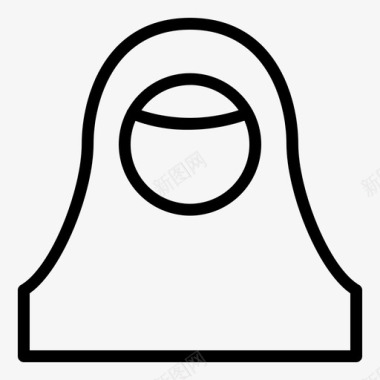 穆斯林妇女头巾面纱图标图标