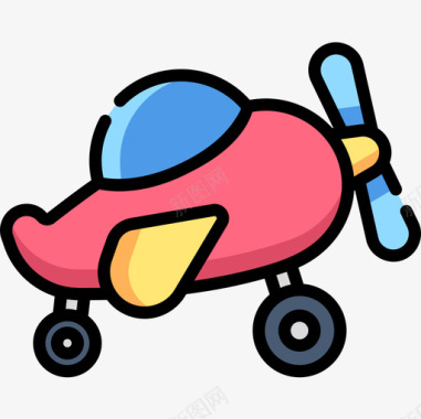 飞机儿童玩具12线性颜色图标图标