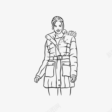 冬天女人穿夹克外套时尚图标图标