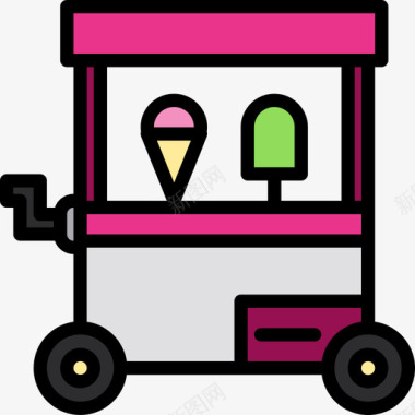 冰淇淋车街头食品原色图标图标