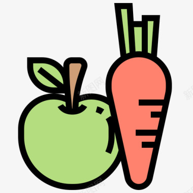 蔬菜健康生活13线性颜色图标图标