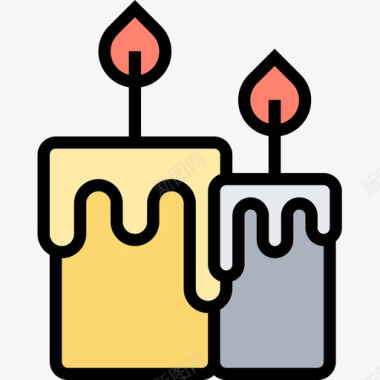 蜡烛蜡烛养蜂场9线形颜色图标图标