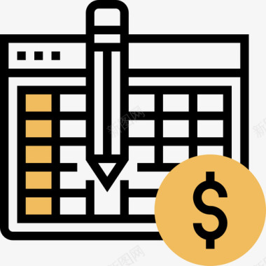 黄色的算盘明细表会计16黄色阴影图标图标