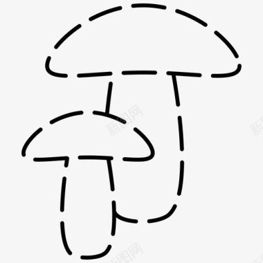 蘑菇食物2个虚线图标图标