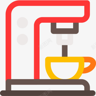 咖啡机床和早餐20线性颜色图标图标