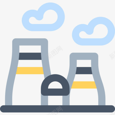 发电厂发电厂能源24线性颜色图标图标
