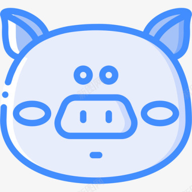 财神猪猪可爱的图标5蓝色图标